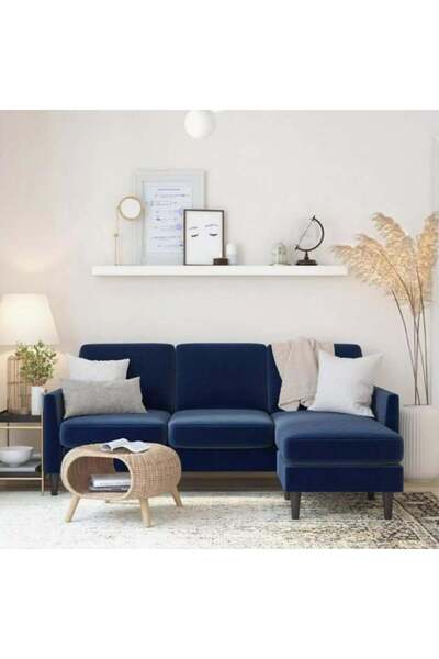 HOME HOUSE Thai MDF and velvet corner sofa - blue
