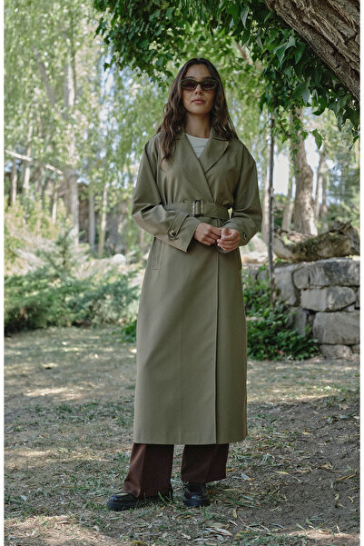 Fatma Atasoy Oversize Haki Maksi Trençkot
