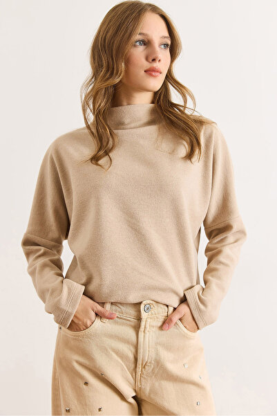 Olalook Women's Stone Collar Ribbed Thessaloniki Blouse Blz-19003137