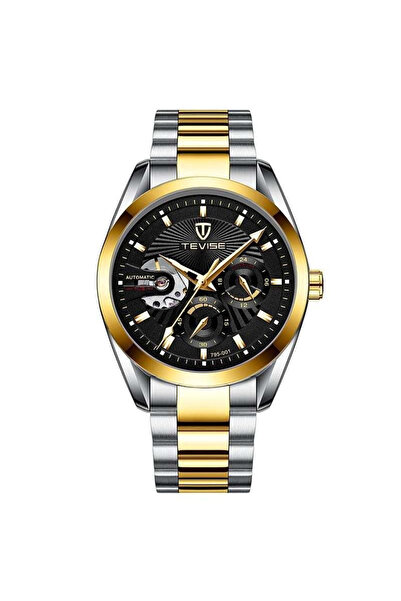 Tevise Ceas bărbătesc mecanic automat din oțel analogic business elegant argintiu