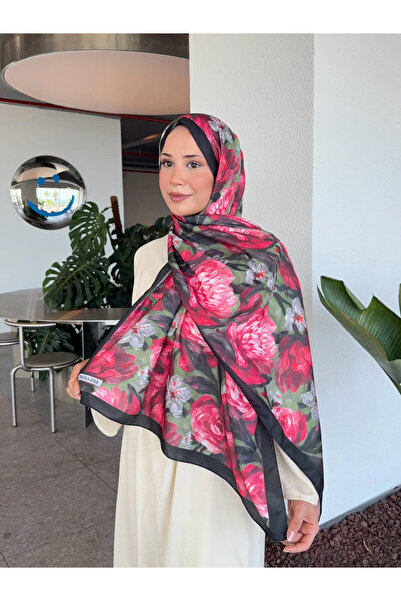 Nûda - Tarzın Değil , Tavrın Zarafeti Patterned Cotton Soft Shawl Mena Series Red Black