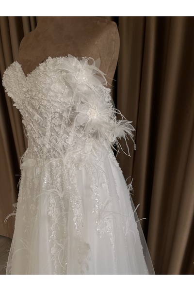 ABAD.HANDMADE Drape detaylı helen gelinlik