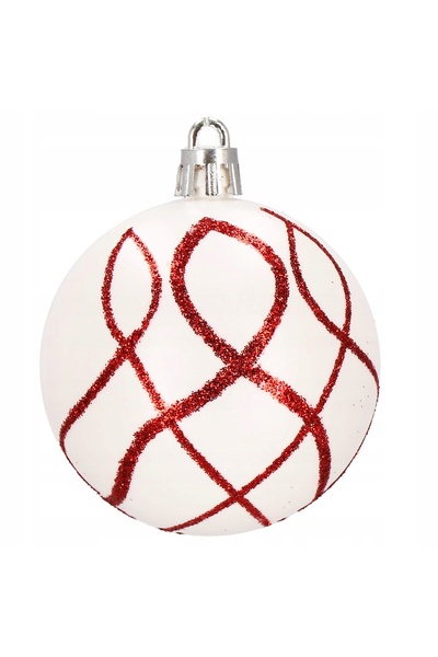 SERSIMO Christmas bauble set with holiday patterns, 30 pieces, 6cm, red and white