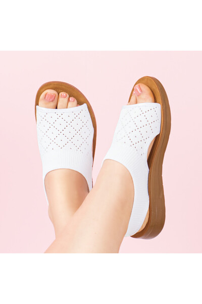 Modlet.ro Women's white flat sandals MOD08240