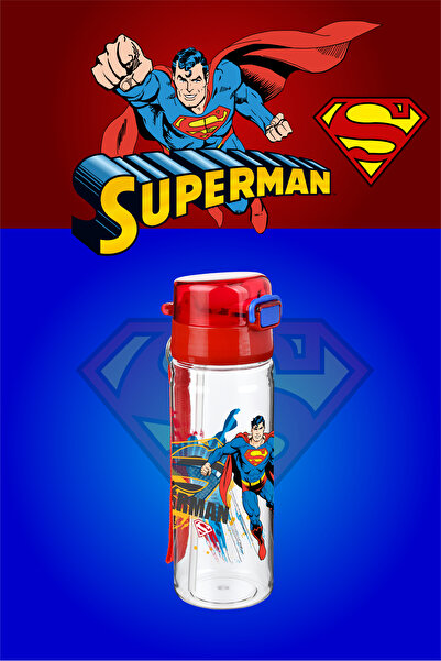 Waldern Home Superman Solo Pipetli Matara 500 ml Mavi