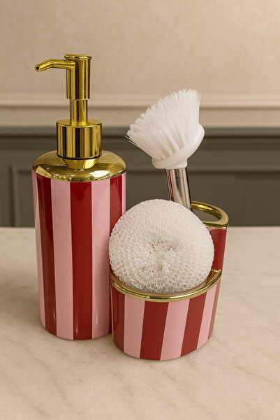 NERİVA HOME Neriva Fırçalı Süngerli Porselen Sıvı Sabunluk