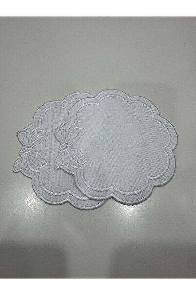 İNCİ ÇEYİZ 6 قطع من مناديل الكوكتيل المطرزة باللون البني وقواعد الأكواب.