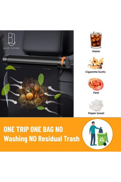 Blue Ocean Car Trash Can with Rotating Design, Aluminium Alloy Construction, Waterproof Garbage Can