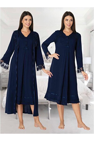 Generic Brand طقم ملابس نوم للحوامل بأكمام طويلة وتفاصيل دانتيل بتصميم خاص با...
