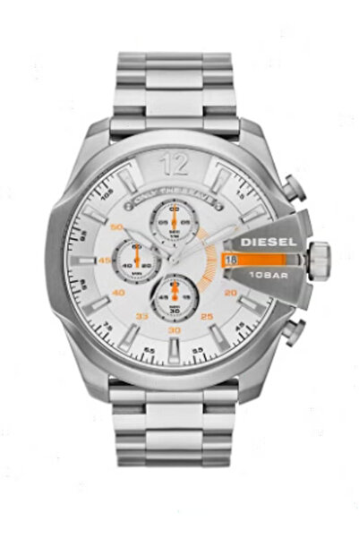 Diesel Diesel Men's Mega Chief Round Shape Chronograph Wrist Watch 54 mm -Silver -DZ4328