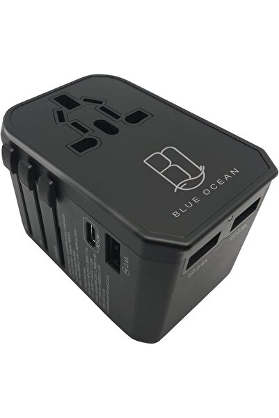 Blue Ocean 45W PD/QC 3.0 Type C Quick Charge Travel Adapter + Smart 3 USB Ports Universal Travel Ada