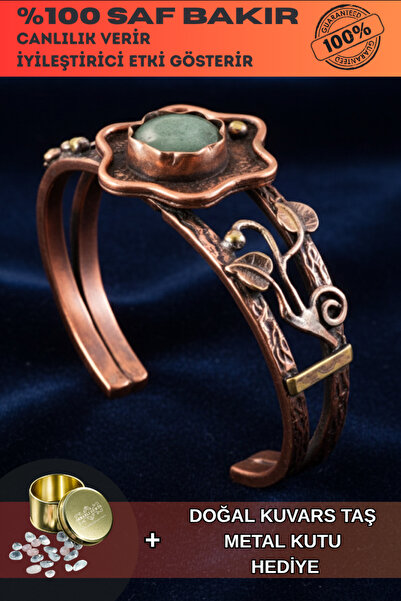 OSMANLI GÜMÜŞ Kadın Bakır Bileklik - Yeşil Aventurin Taşlı Çiçek Model Kadın ...