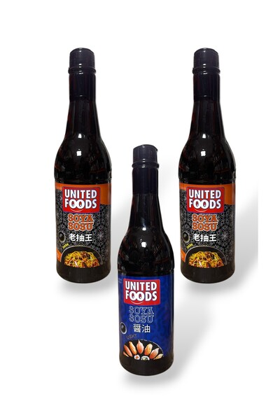 United Foods Soya Sosu Üçlü Set 3x750 ml (2x Koyu + 1x Az Tuzlu)