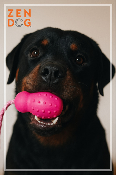 ZENDOG لعبة كلب مطاطية شائكة باللون الوردي
