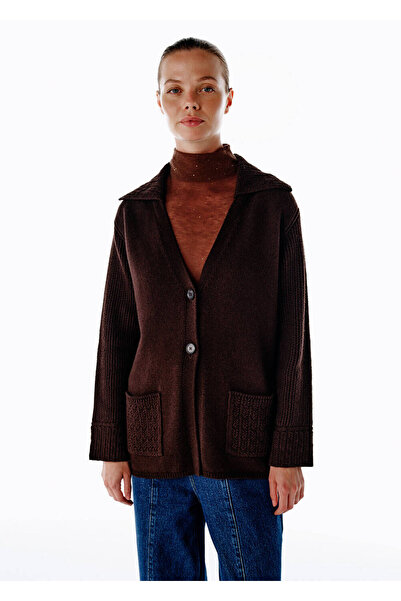 Knitss Dark Brown Organic Cotton Cashmere Blend Knitwear Cardigan