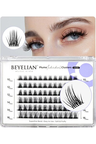 Beyelian مجموعات الرموش، 72 قطعة من الرموش الفردية، 10-16 مم C Curl DIY Eyelash Extension Super