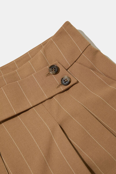 W Collection Camel Striped Pleated Pants
