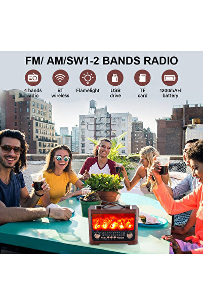 RTG FP821 Ahşap Nostaljik Görünümlü Bluetoothlu USB-SD Card Girişli Radyo Hoparlör Müzik Kutusu