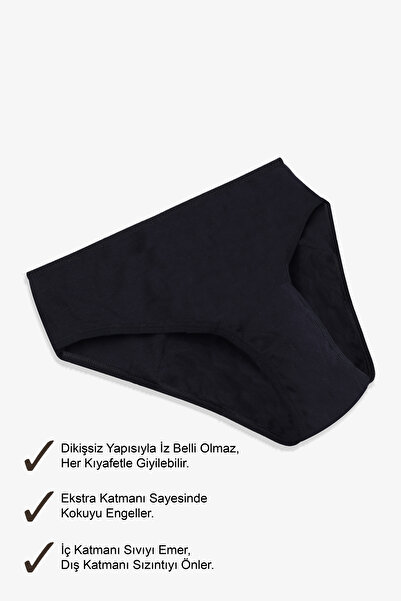 koza iç giyim 2 Adet Siyah Yıkanabilir Regl Peroid Destek Külodu