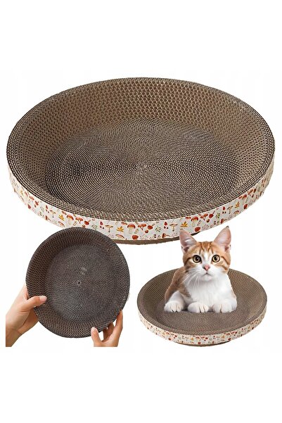 zola Circular cat scratcher, with catnip, 30 x 8 cm, cardboard, brown