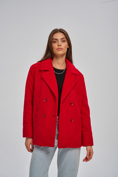 sdf line Yün görünümlü kumaş Kruvaze kapama Cepli Rahat kalıp KABAN