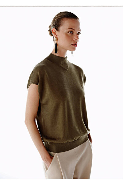 Knitss Khaki Merino Wool Blend Knitwear Top