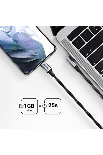 Other USB-C Braided Angled Cable 480Mb/s 2m Black and Gray