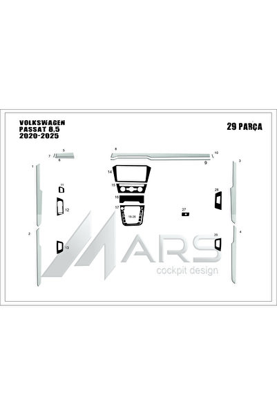 Marscockpitdesign غطاء لوحة التحكم المركزية لفولكس فاجن باسات B8,5 موديل 2020-