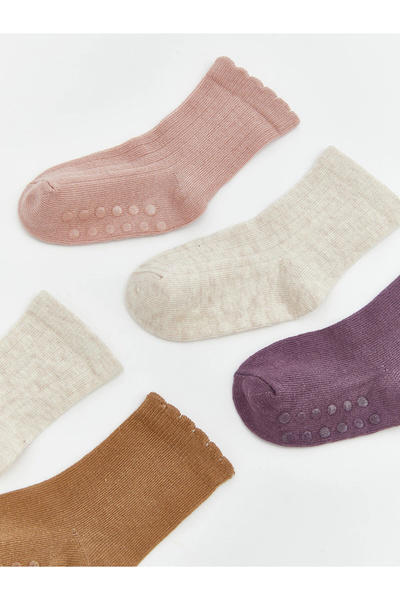 LC Waikiki LCW baby Pembe Desenli Kız Bebek Soket Çorap 5'li