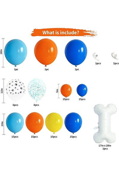 JOBKOO Dog Paw Balloon Arch, 105 Pcs Blue and Orange Paw Print Balloons Garland Kit