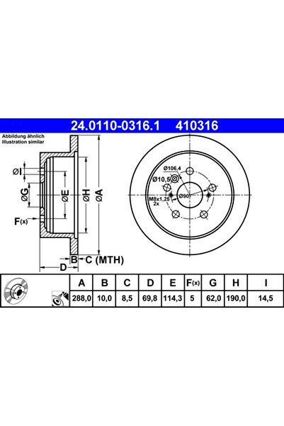 Ate Disc Frana Lexus Rx Toyota Harrier/Highlander / Kluger