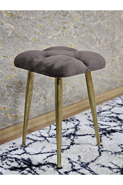 ZAFİR Kare Gold Kaplama Konik Ayaklı Tabure - Oturak - Bar Taburesi - Ayaklı ...