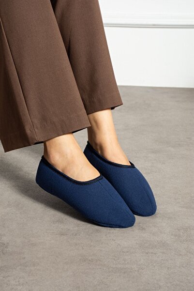 FUGA MODA Bery Navy Blue Flexible Fabric Soft Booties Ballerinas