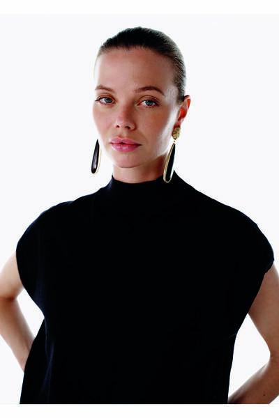 Knitss Siyah Merino Yün Karışımlı Triko Üst