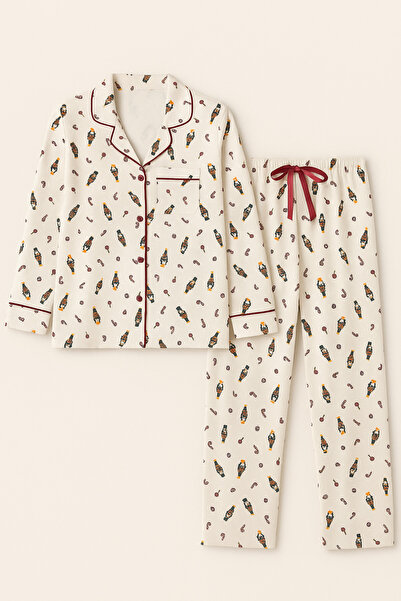 Katia&Bony Kız Çocuk Xmass Pijama Takımı Ekru