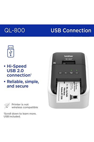 Brother QL-800 High-Speed Professional Label Printer (Black/Red Printing)