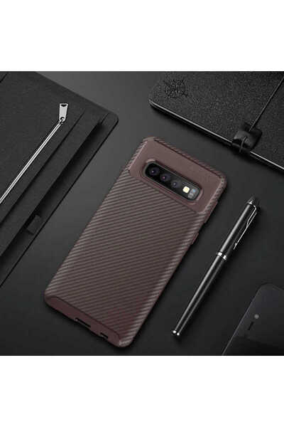 HTstore Galaxy Compatible S10E Case Zore Black Silicone Cover-Brown