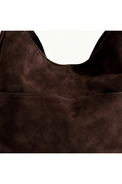 Straada accessories Geantă de umăr pentru femei Hobo Pinterest Casual din piele intoarsa Geanta maro amar