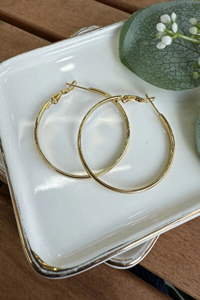 AURA ATELIER Steel Hoop Earrings Gold Diameter 4cm