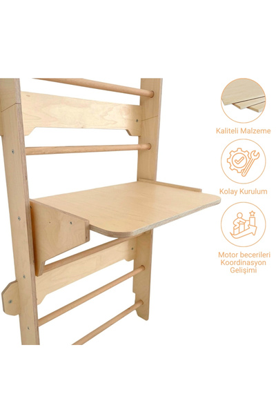 Pooki playroom İsveç Tırmanma Duvarı Masa aparatlı 190x60 cm