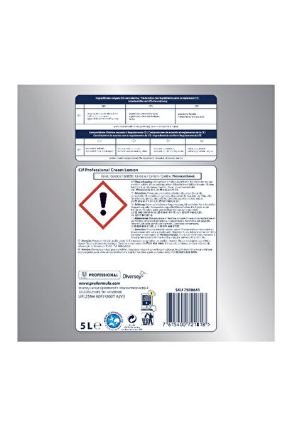 Cif Professional Lemon Non-Abrasive Cleaning Cream, 5 L