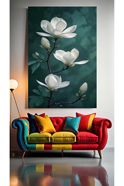özkacar FLORI ALBE 1 Tablou pe pânză pentru decorarea casei, perete, salon, s...