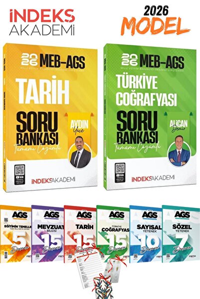 İndeks Akademi 2026 MEB AGS Tarih ve Türkiye Coğrafyası Soru Bankası Seti + 6...