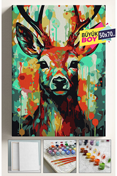 Corvo Sayılarla Boyama Seti Numaralı Tuval Fırça Boya Dahil Kasnaklı Set 50x7...