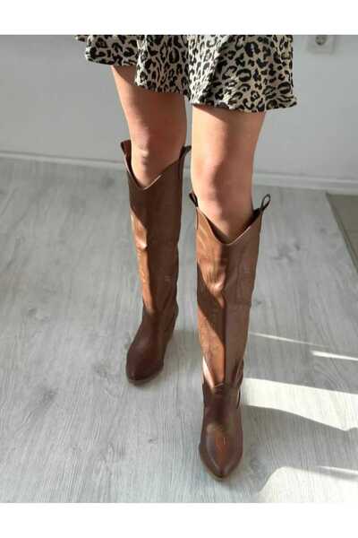 caraxes Cizme de cowboy lungi pentru femei cu broderie