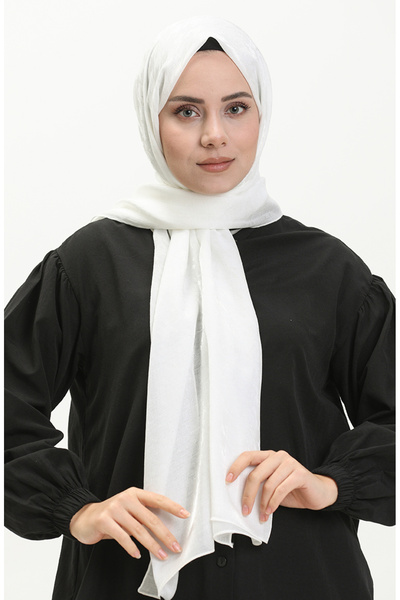 sefamerve Houndstooth Pattern Carmen Shawl 70230-10 Ecru