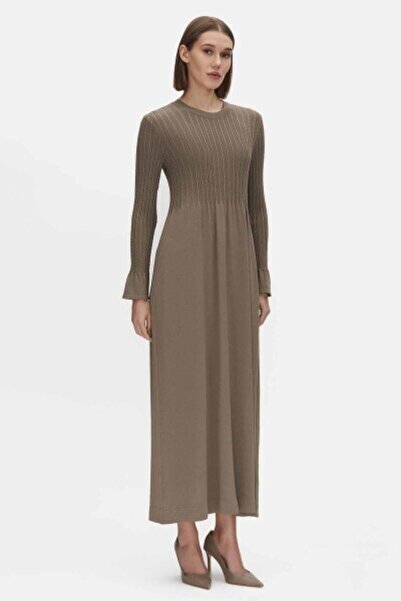 MISS DALIDA Saç Örgü Detaylı Triko Yeşil Elbise