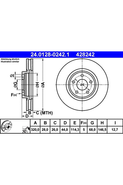 Ate Set Discuri Frana Nissan Juke/Qashqai 1 Renault Koleos 1 2007-2019
