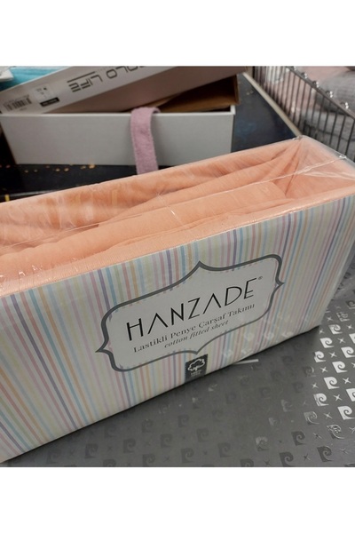 Hanzade %100 Pamuk Penye Lastikli Çift Kişilik Çarşaf Seti (160x200+30) - Somon