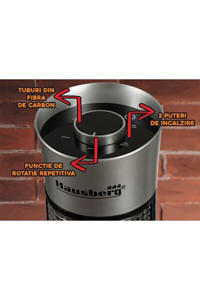 Hausberg Radiator electric din fibra carbon HB-8750GR, 900 W, 2 nivele de putere, exterior/interior, Gri